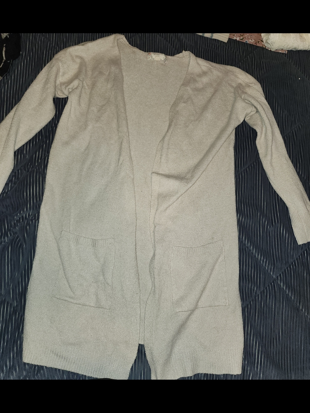 Pink Rose Cream Open-Front Long Cardigan